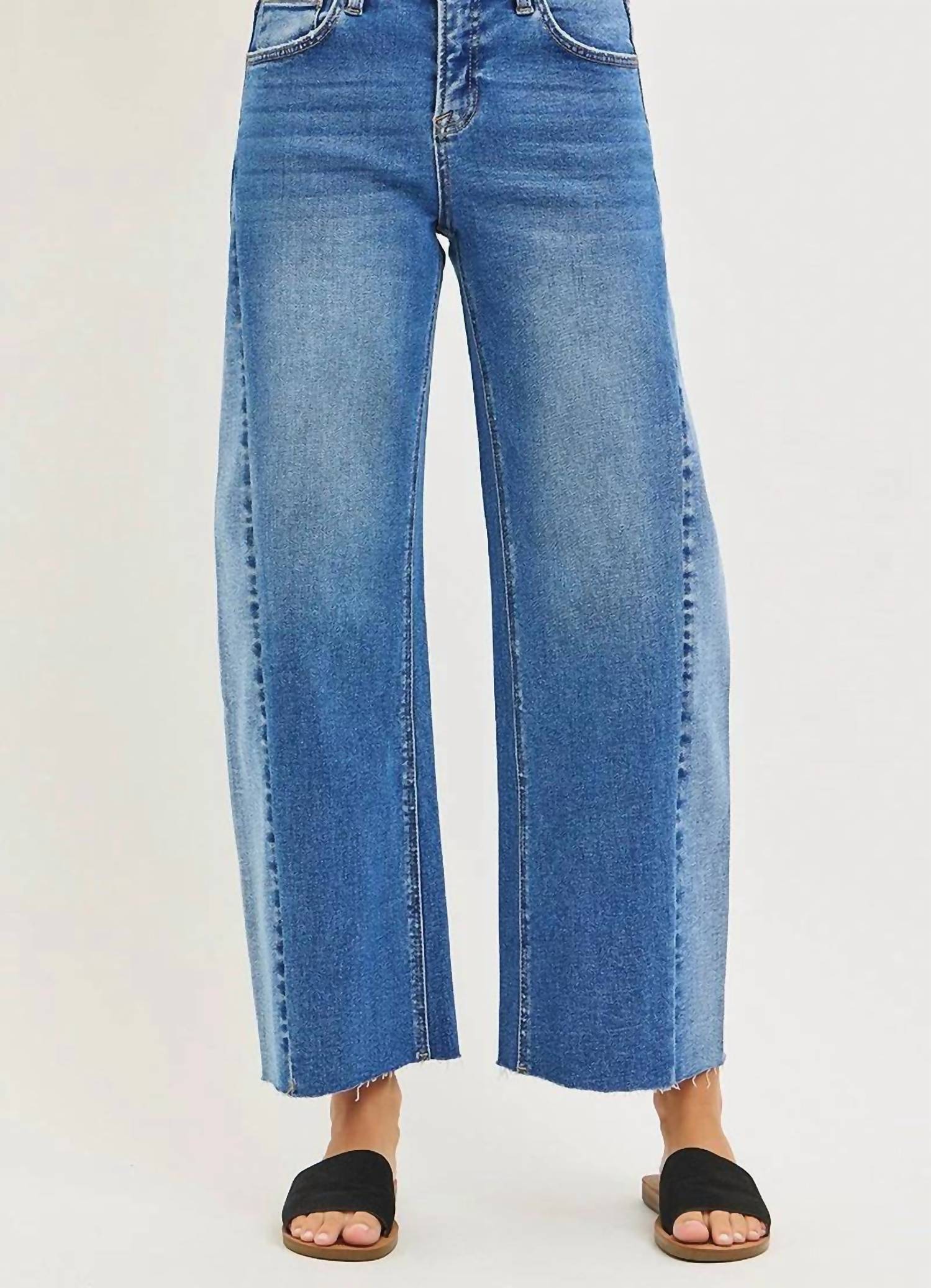 Risen - Slouchy Cropped Barrel Jeans With Contrast Wash