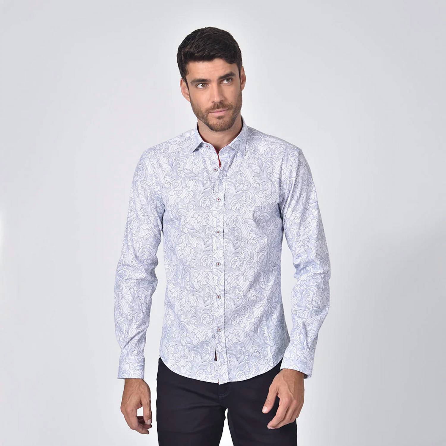 Eight X - Damask Print Button Down Shirt