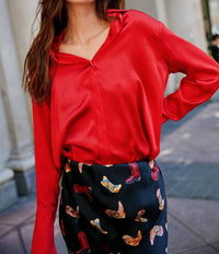 catherine gee Daria French Cuff Blouse in toreador - women's blouse - detail view