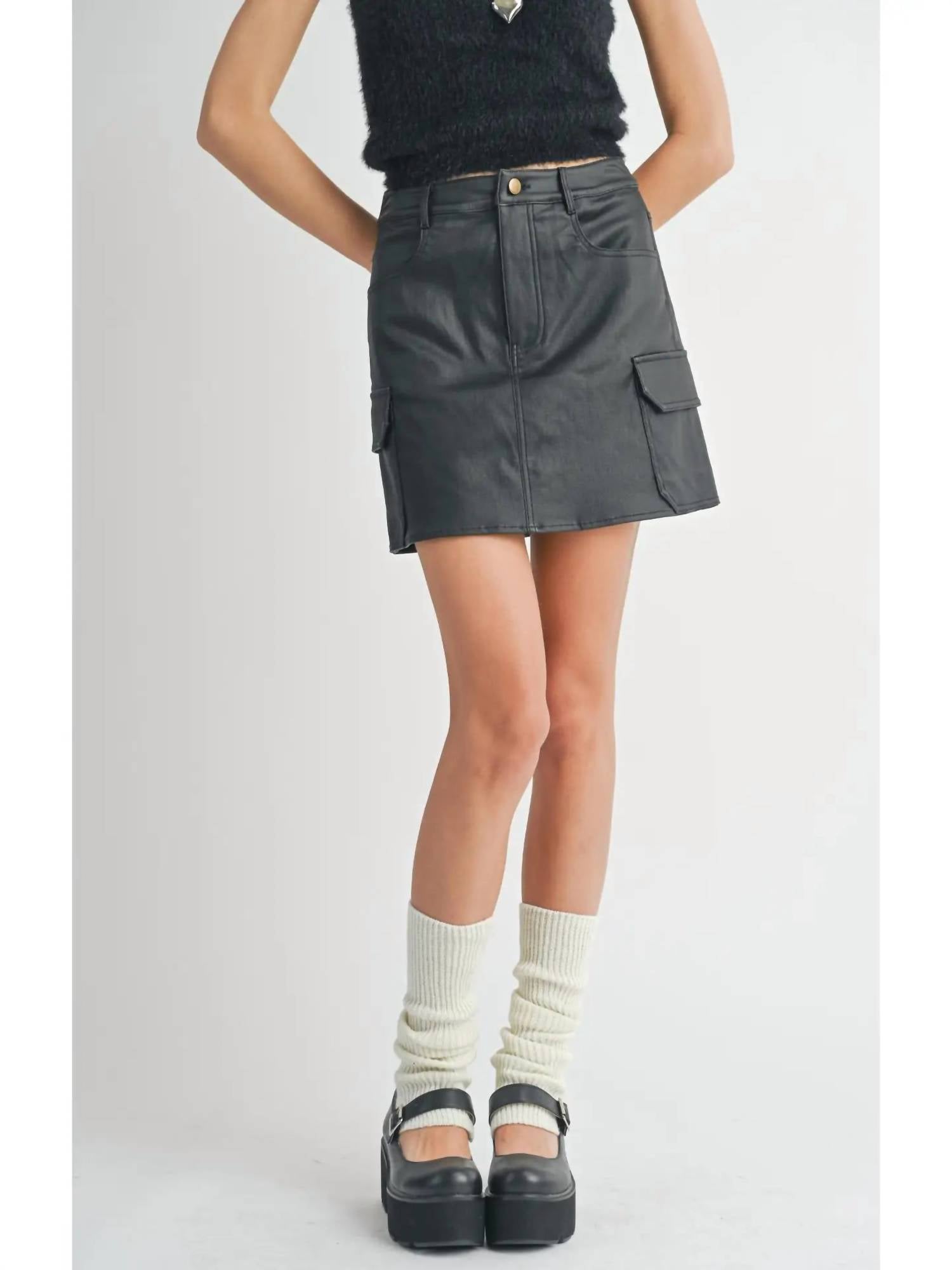 Sadie & Sage - Women's Girl On Top Coated Mini Skirt