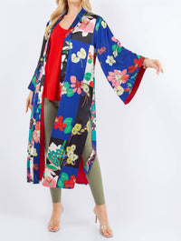 Paparazzi - Charmeuse Satin Print Kimono With Lining