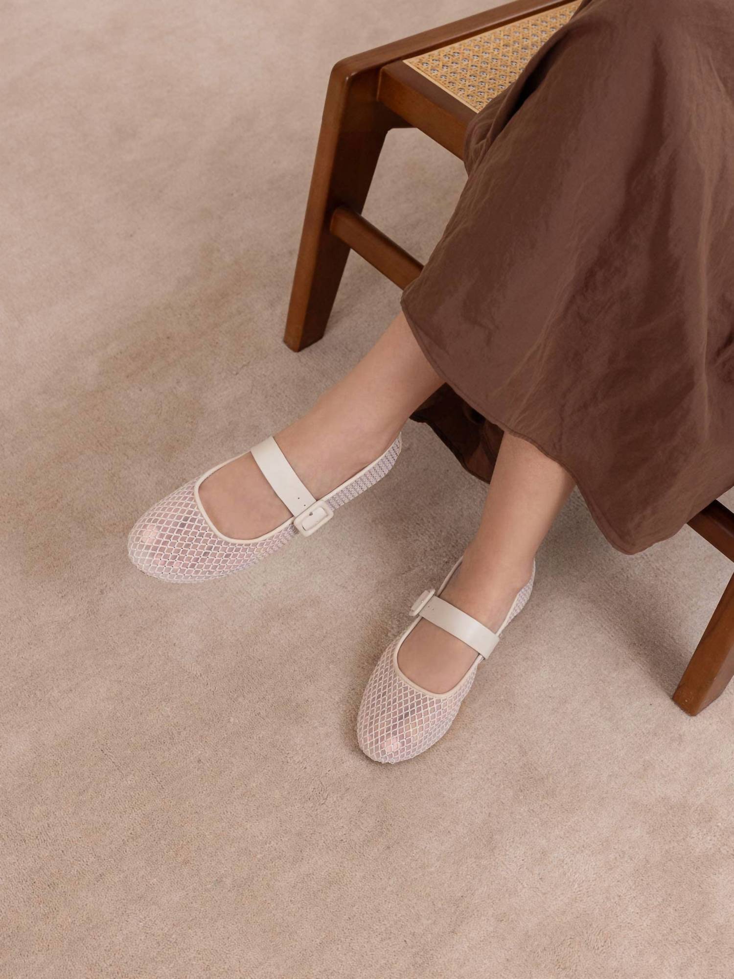 Oasis Society - Women's Gem Embellished Mesh Mary Jane Flat