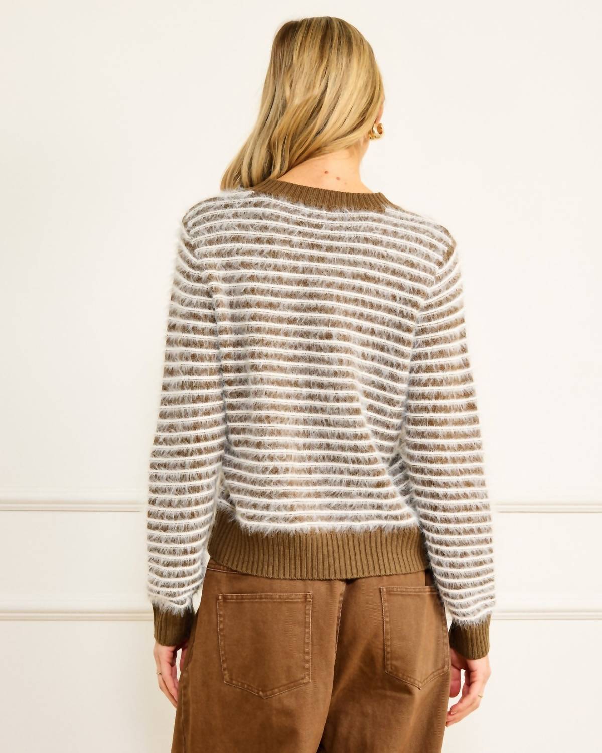line and dot Lyon Crewneck Sweater in olive - women's sweater - alternate view