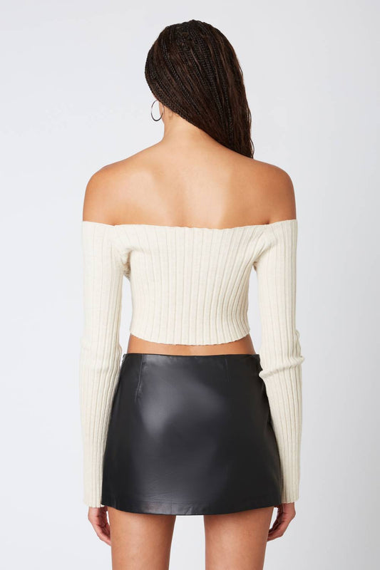 Cotton Candy La - TIE FRONT RIB SWEATER
