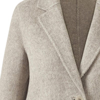 Kinross Brushed Herringbone Notch Collar Coat in taupe multi - women's jacket - view 4