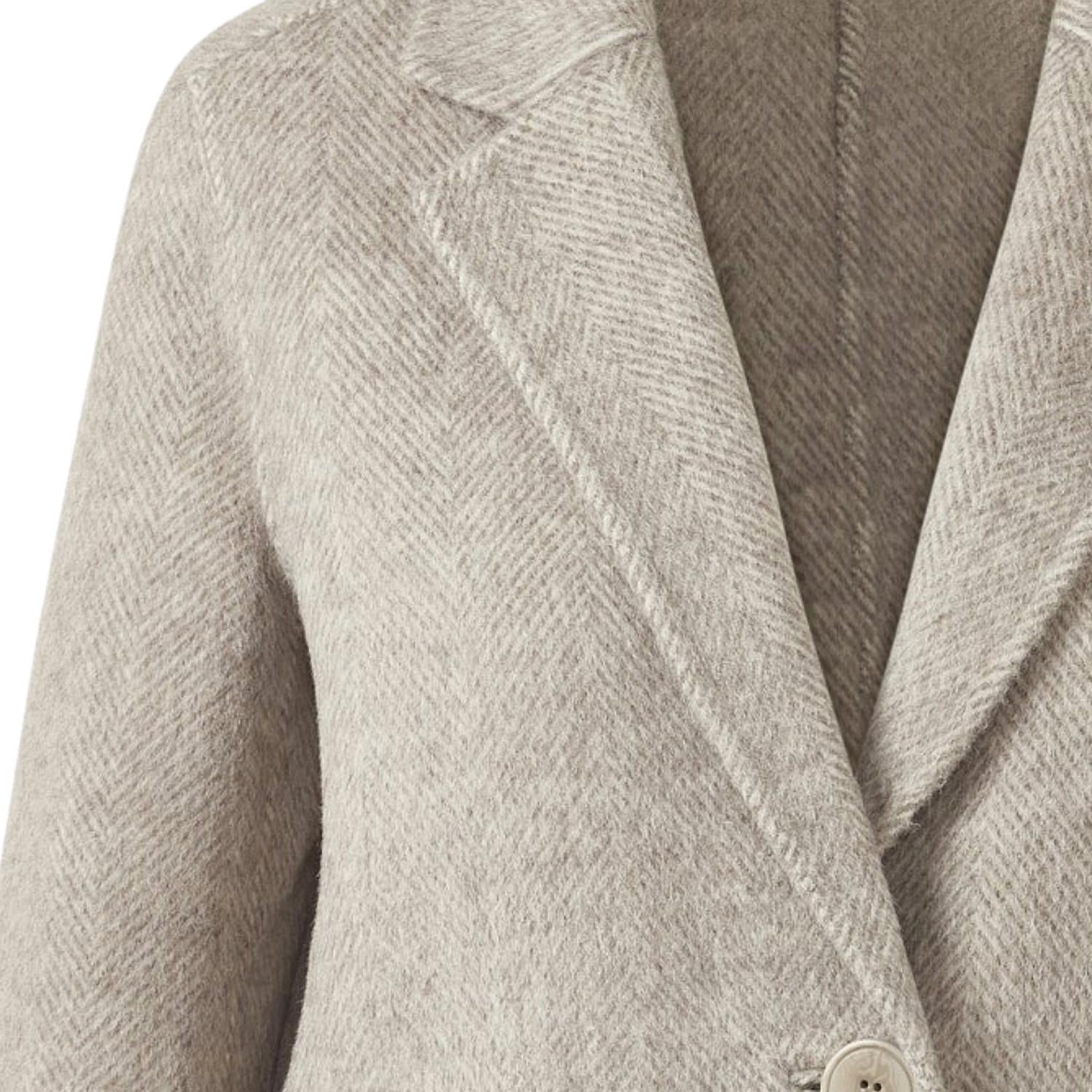 Kinross Brushed Herringbone Notch Collar Coat in taupe multi - women's jacket - view 4