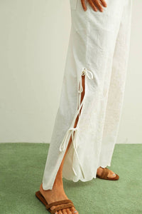 Miou Muse - Embroidery Side Tie Pants
