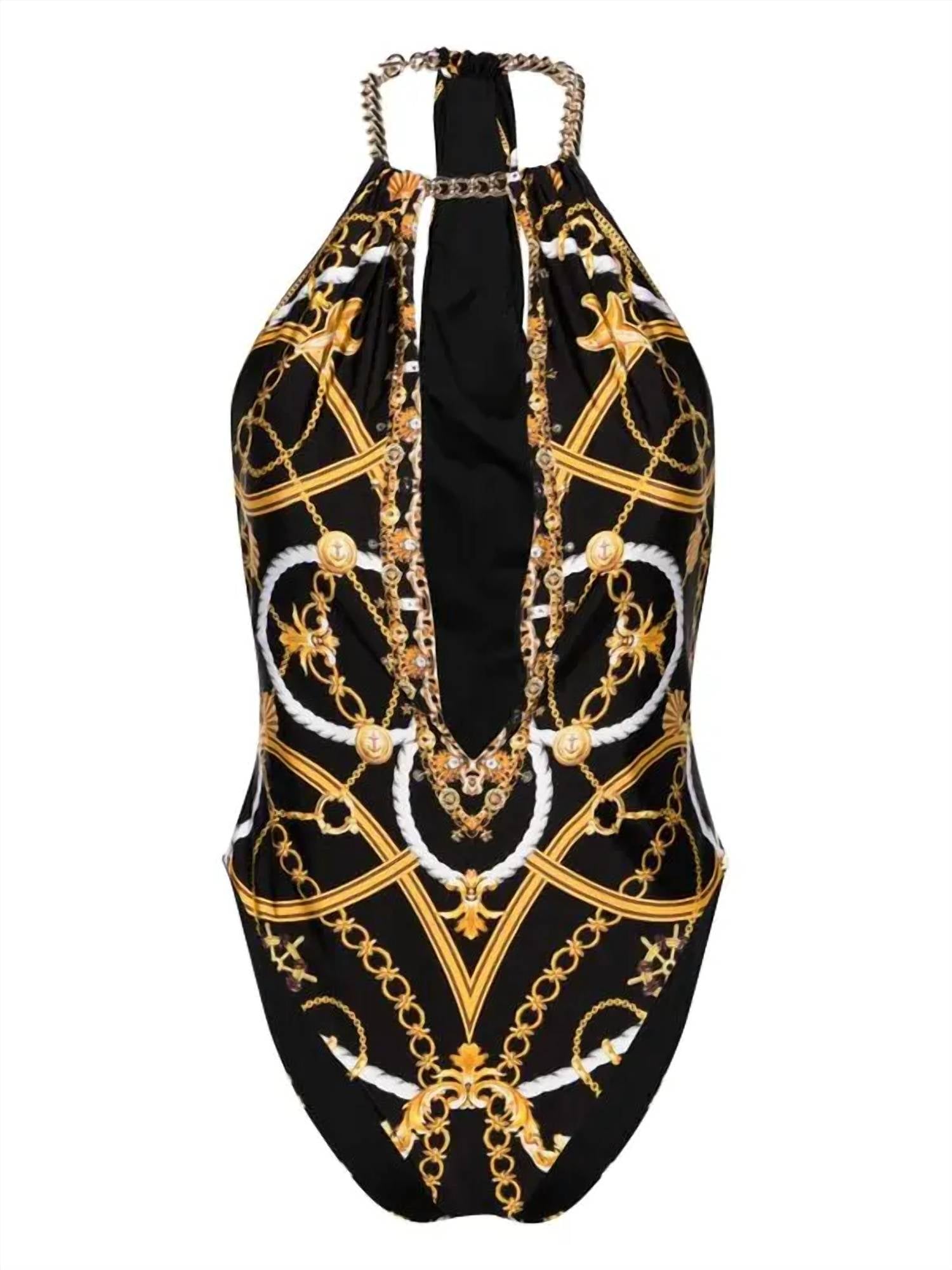 Camilla - Women's Chain Neck Plunge One Piece