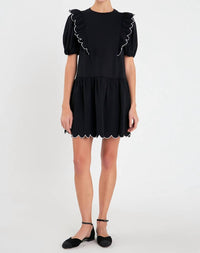 2.7 August Apparel - Scallop Edge Knit Mini Dress