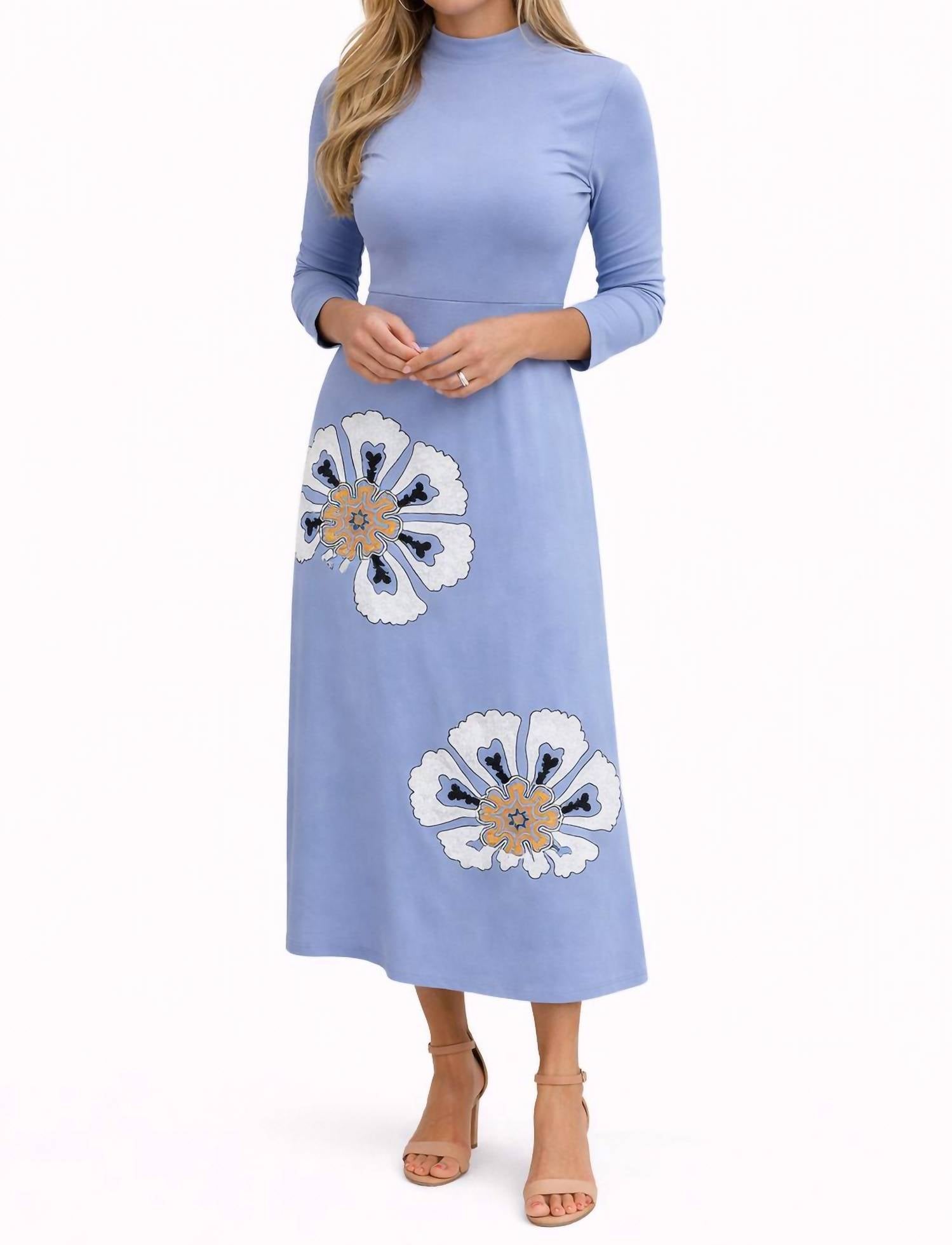Anna Cate Marenda Knit Midi Dress in cornflower burst - women's dress