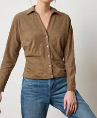 Lilla P - Women's Side Pleat Button Down Shirt