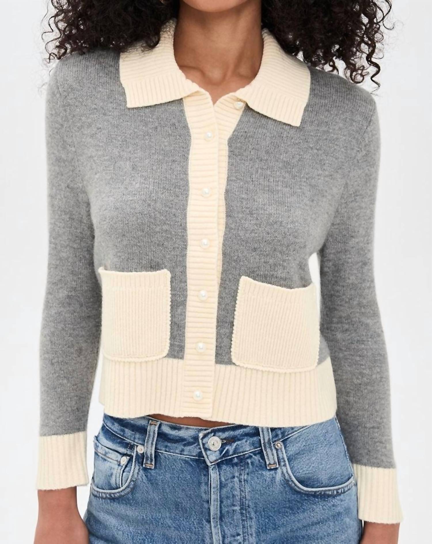 Re/Done - Pearl Contrast Cardigan