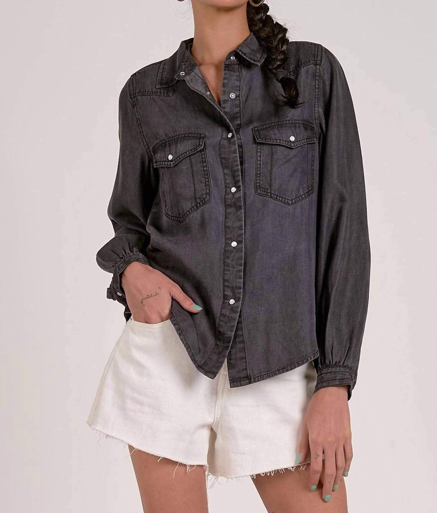Elan - Snap Front Wide Sleeve Shirt