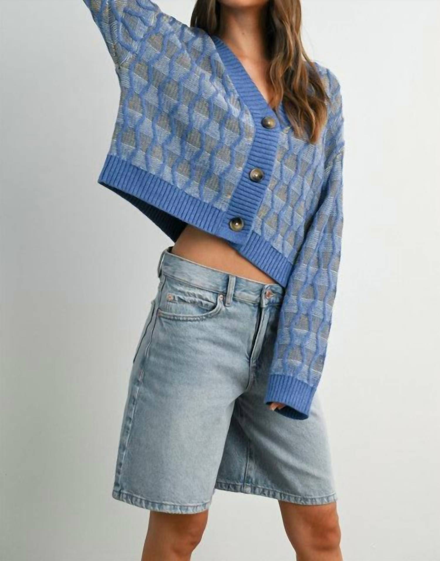 Buttermelon - Geometric V-neck Sweater