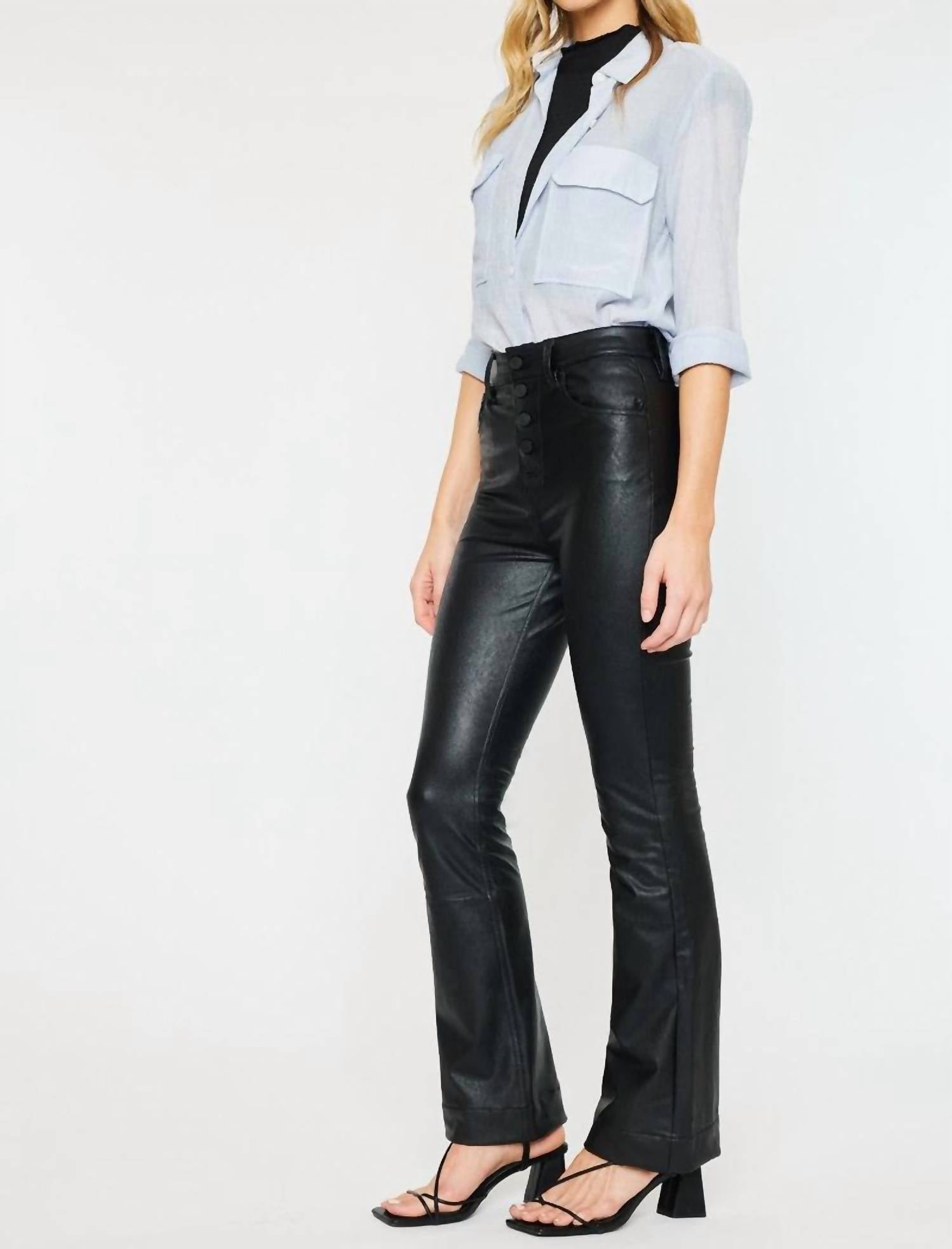 Kancan - High Rise Faux Leather Bootcut Pants