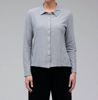 cut loose Fitted Shirt Top in seal - women's long sleeve top