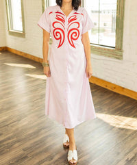Jodifl - Rory Applique Pinstripe Midi Dress