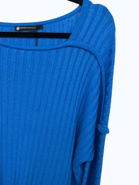 Pier Antonio Gaspari Women's Ribbed Sweater in blue - women's sweater - detail view