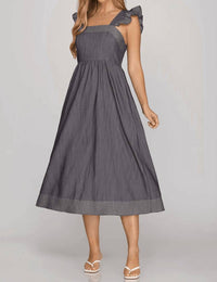 She + Sky - Square Neckline Midi Dress