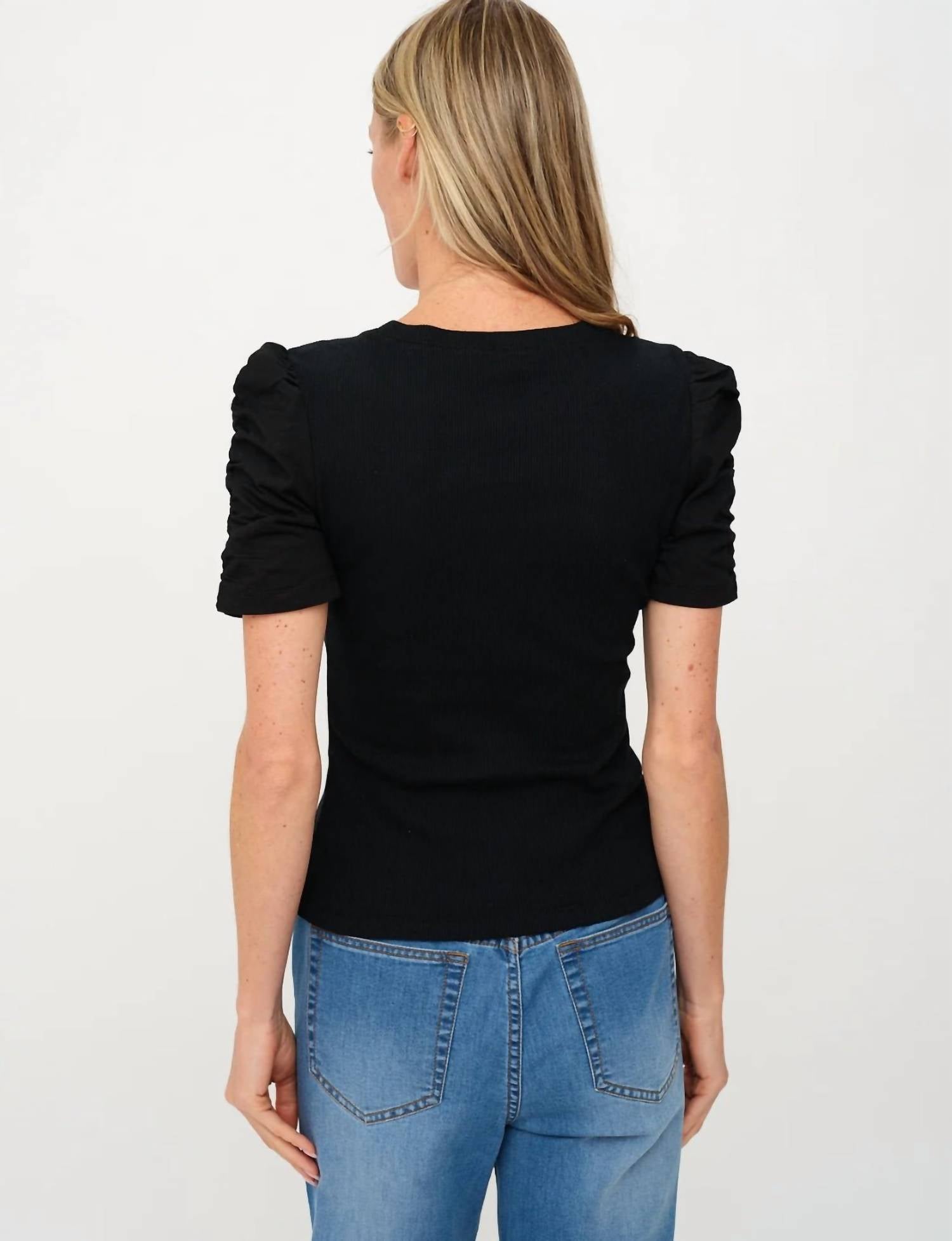 Six/Fifty - Alexandria Ribbed Ruched Sleeve Top
