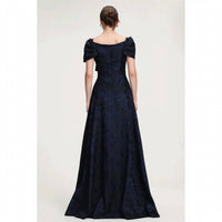 Rene Ruiz Collection - Off-shoulder Floral Embossed Bow Gown Dress