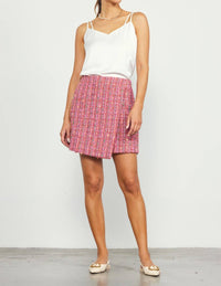 Skies Are Blue - Tweed Wrap Mini Skirt