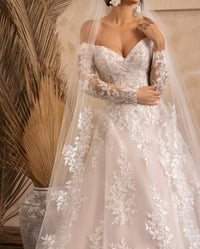 Ivoire By Kitty Chen - Floral Embroidered Scalloped Carita Wedding Veil