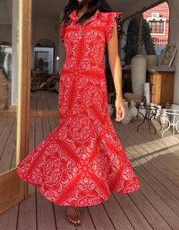 never fully dressed Remi Dress With Leopard Sleeve in red bandana - women's dress - view 4