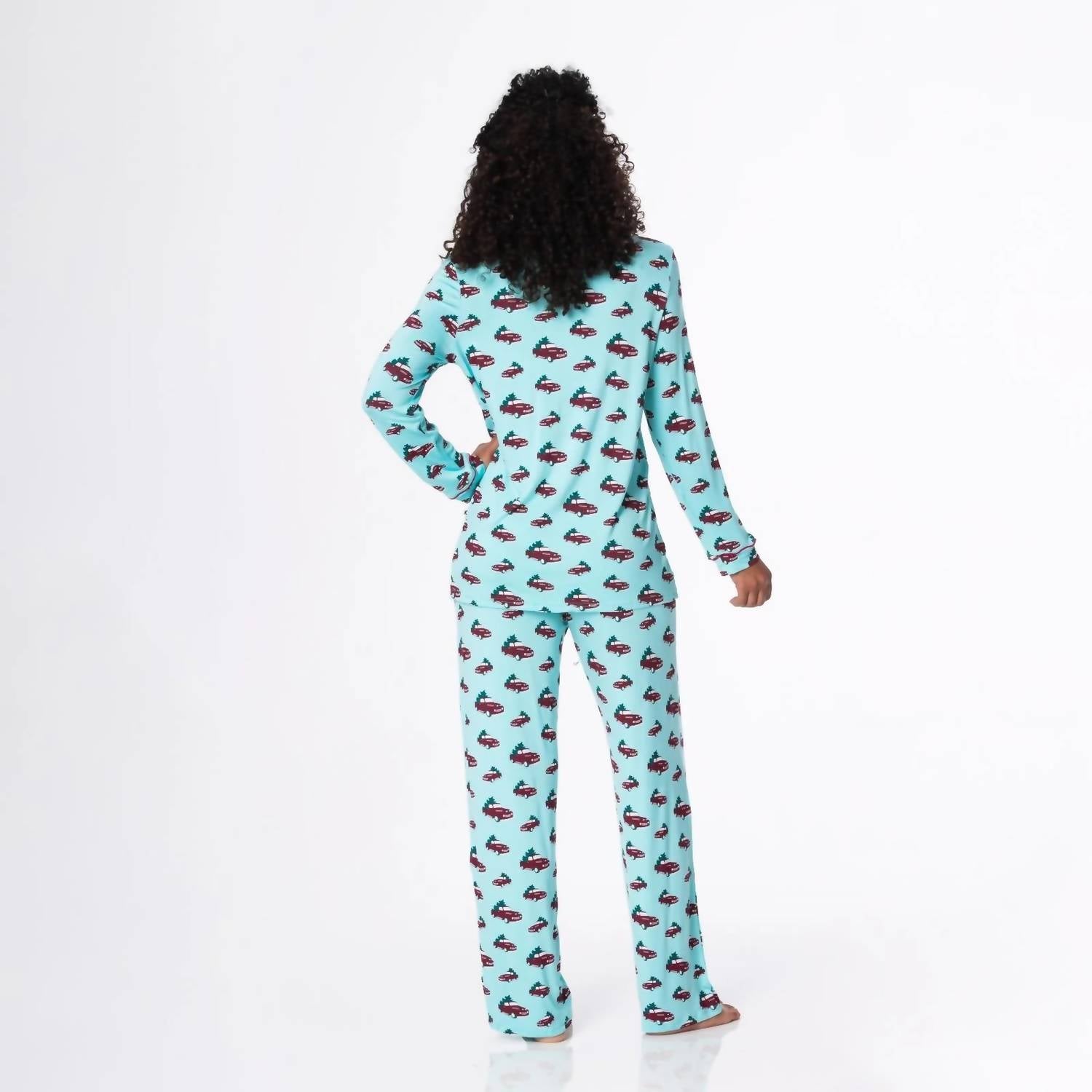 Kickee - Print Long Sleeve Collared Pajama Set