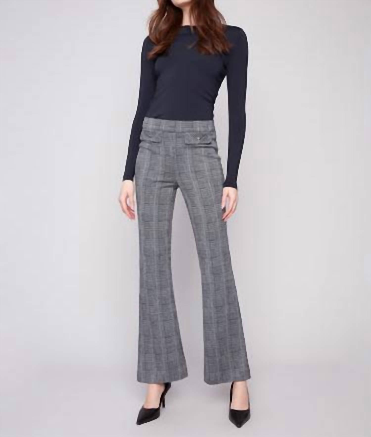 Charlie B - Glen Plaid Flare Pants