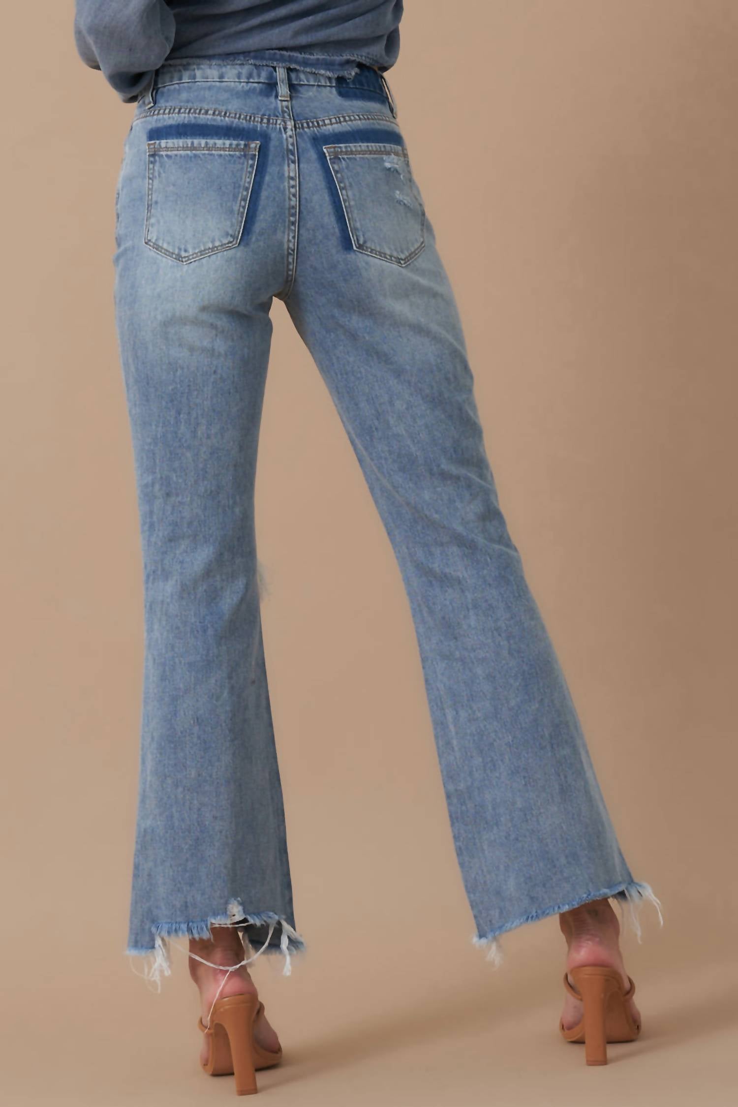 Insane Gene - Mid Rise Crop Flare Denim Jeans