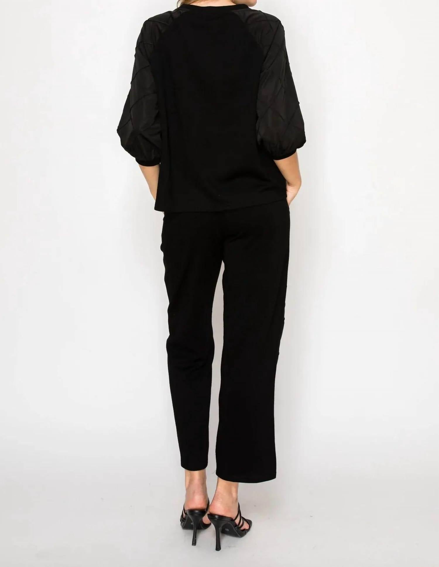 Joh - Stretch Knit Pointe With Textured Woven Pants