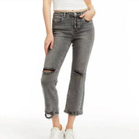 Tractr - Button Me Up High Rise Crop Jeans