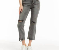Tractr - Button Me Up High Rise Crop Jeans