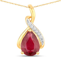 Diana M Jewels Women's Pear Natural Ruby Pendant Necklace (1.98 Ct) - Classic in 14k yellow gold - women's jewelry