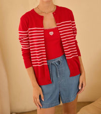 SKIES ARE BLUE Missy Cardigan in red - women's cardigan