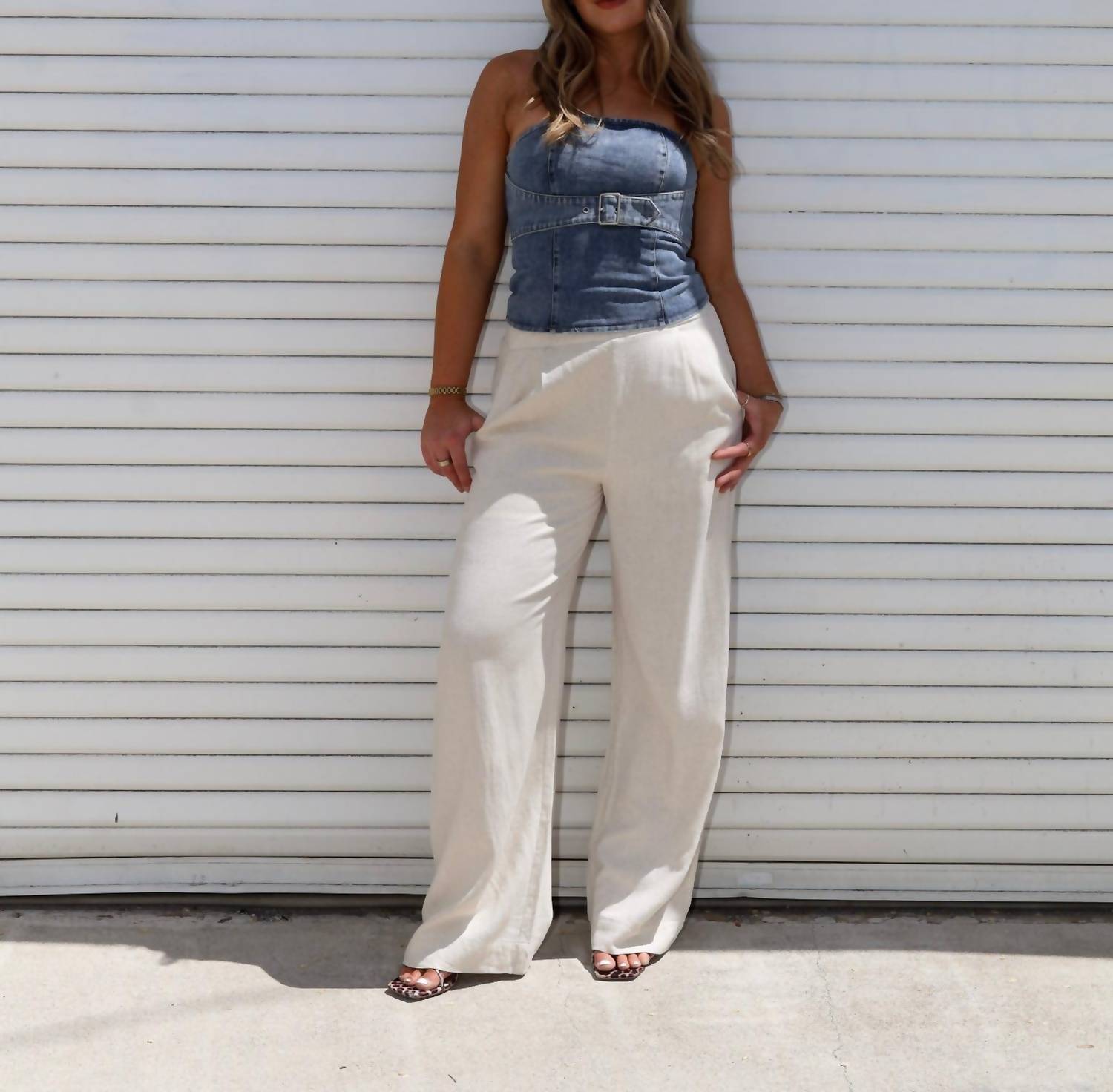 Emory Park - Buckle Up Denim Top
