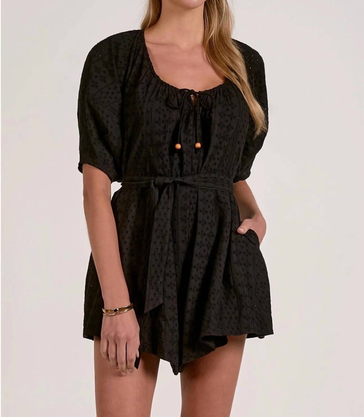Elan - Eyelet Scoop Neck Romper