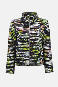 Joseph Ribkoff - Cascade Knit Tropical Jacket with Contrast Panel