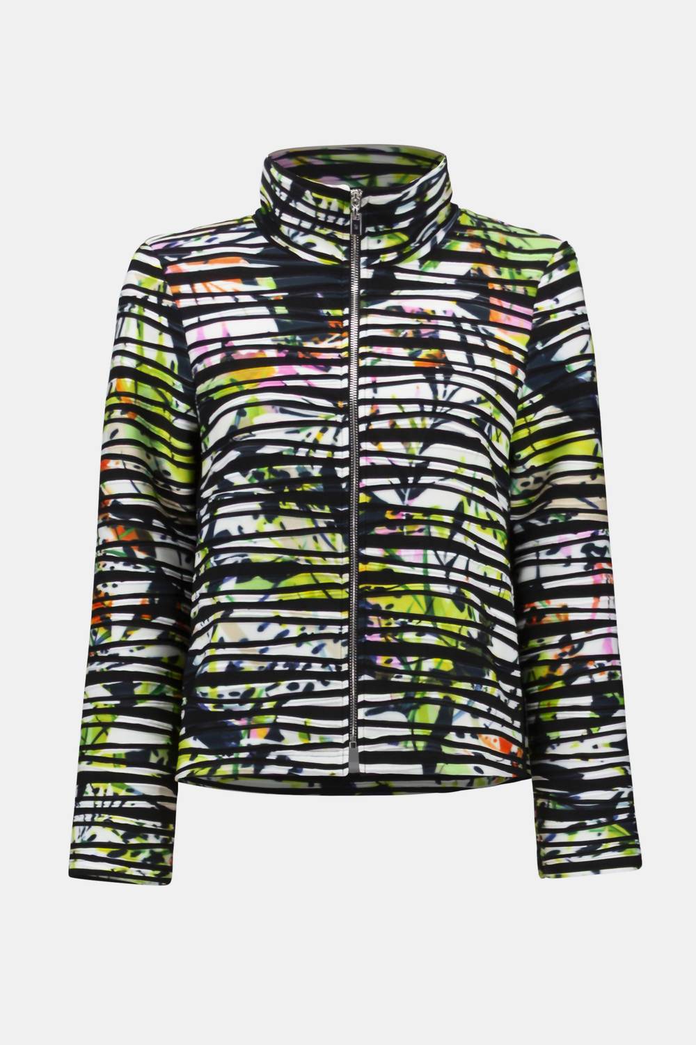 Joseph Ribkoff - Cascade Knit Tropical Jacket with Contrast Panel