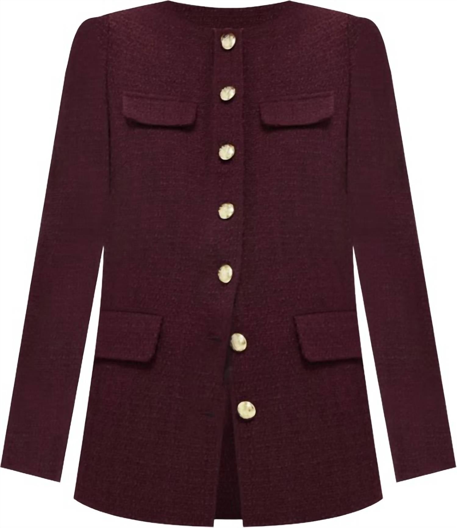 Pomander Place Button Down Long Sleeve Jacket in red - women's jacket - view 4