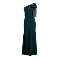 Betsy & Adam - Bow One-shoulder Crepe Mermaid Gown