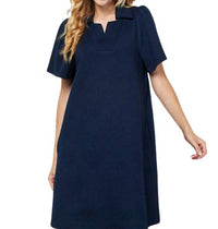 SEE AND BE SEEN Collared Textured Mini Dress in navy - women's dress