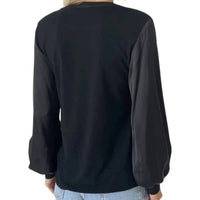 Six/Fifty - Ribbed Satin Sleeve Top