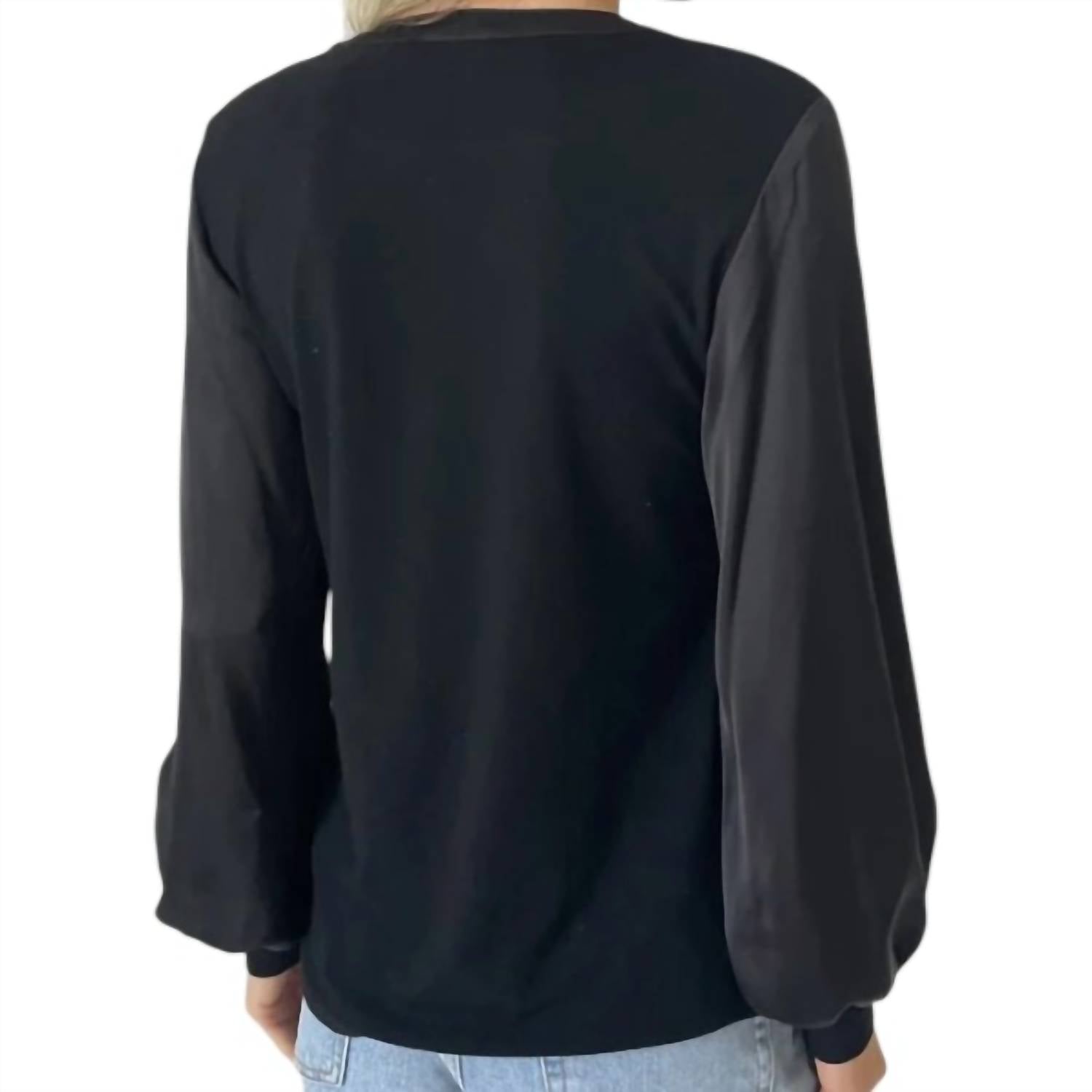 Six/Fifty - Ribbed Satin Sleeve Top