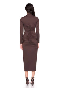 Susana Monaco - Mockneck Gathered Front Long Sleeve Dress