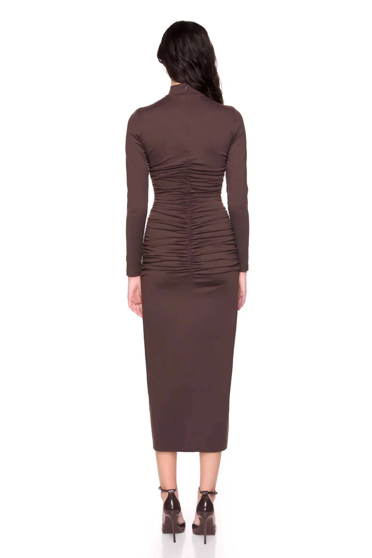 Susana Monaco - Mockneck Gathered Front Long Sleeve Dress