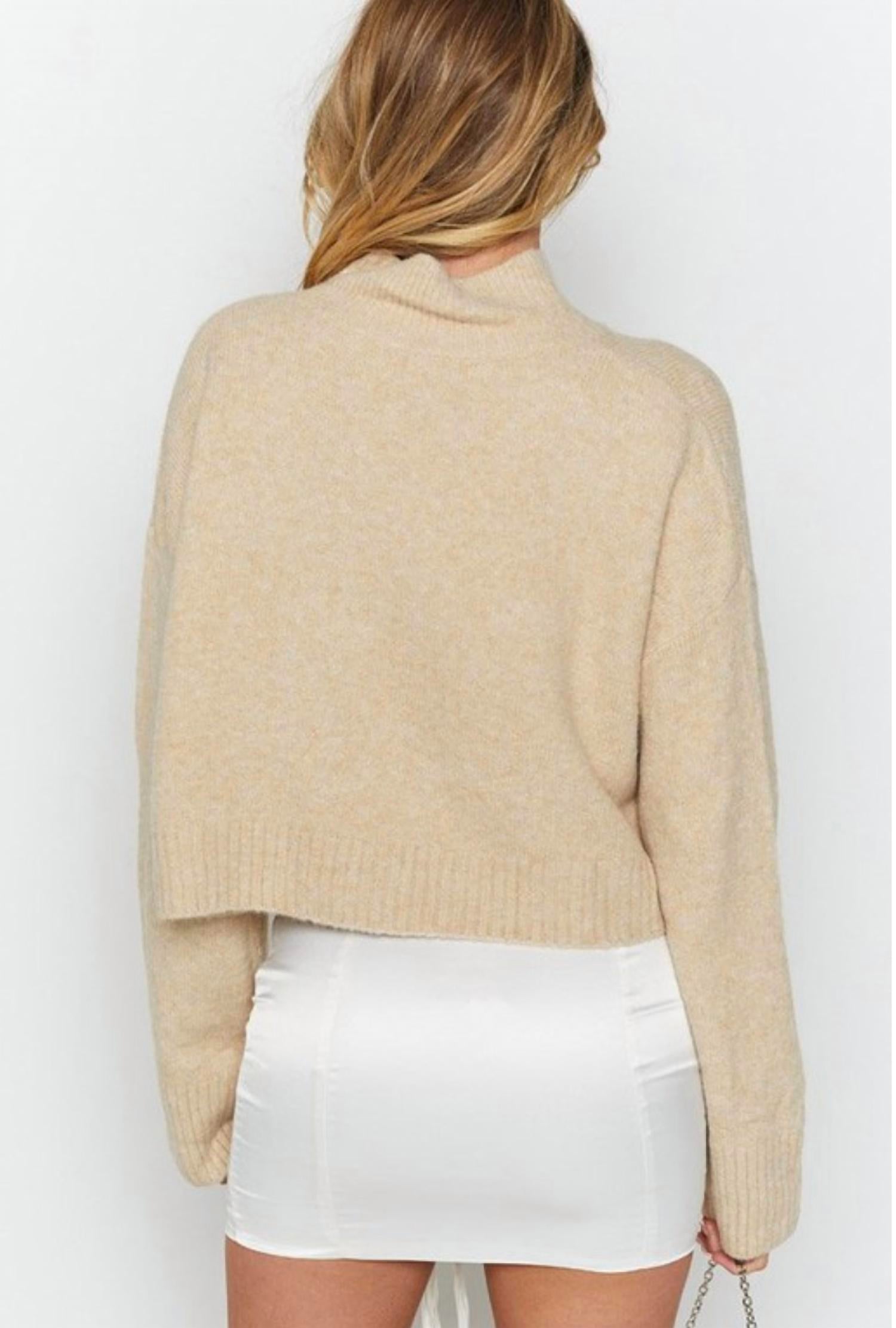 The Free Yoga - Mock Neck Cropped Knit Sweater