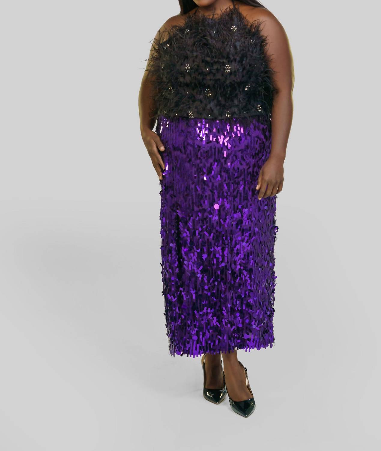 La Fuori - Alana Sequin Side Slit Skirt