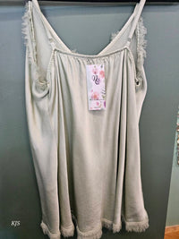 Made In Italy - Women's Silk Cami With Fringe